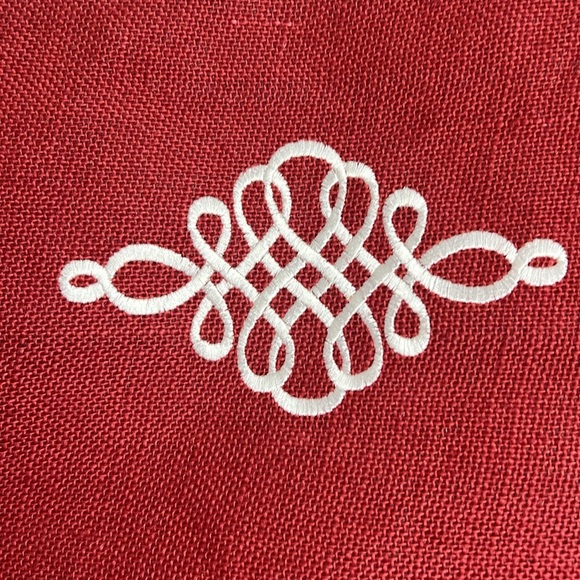 Ballard Designs Red Woven Jute Embroidered Leather Strap Zip Closure Large Tote - Picture 4 of 9